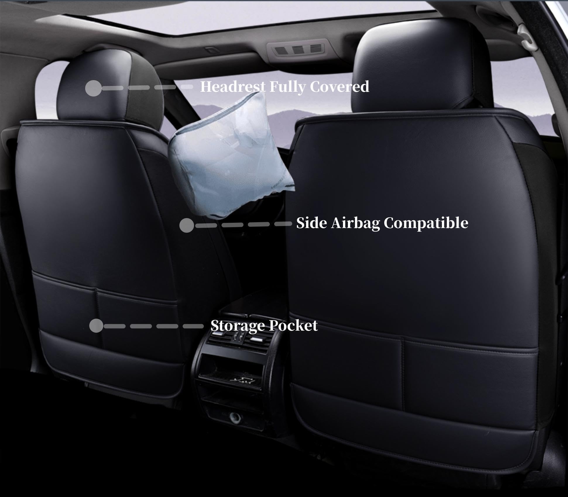 ANKIV Juego de Fundas de Asiento para Automóvil de Cuero - Imagen 3