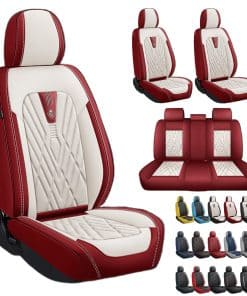 Fundas de Asiento de Cuero Nappa Impermeables y -Beige Rojo