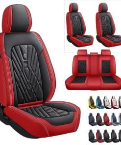 Cubiertas de asiento de coche de cuero Nappa -Negro Rojo