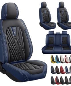Fundas de Asiento de Cuero Nappa Impermeables y -Negro Azul