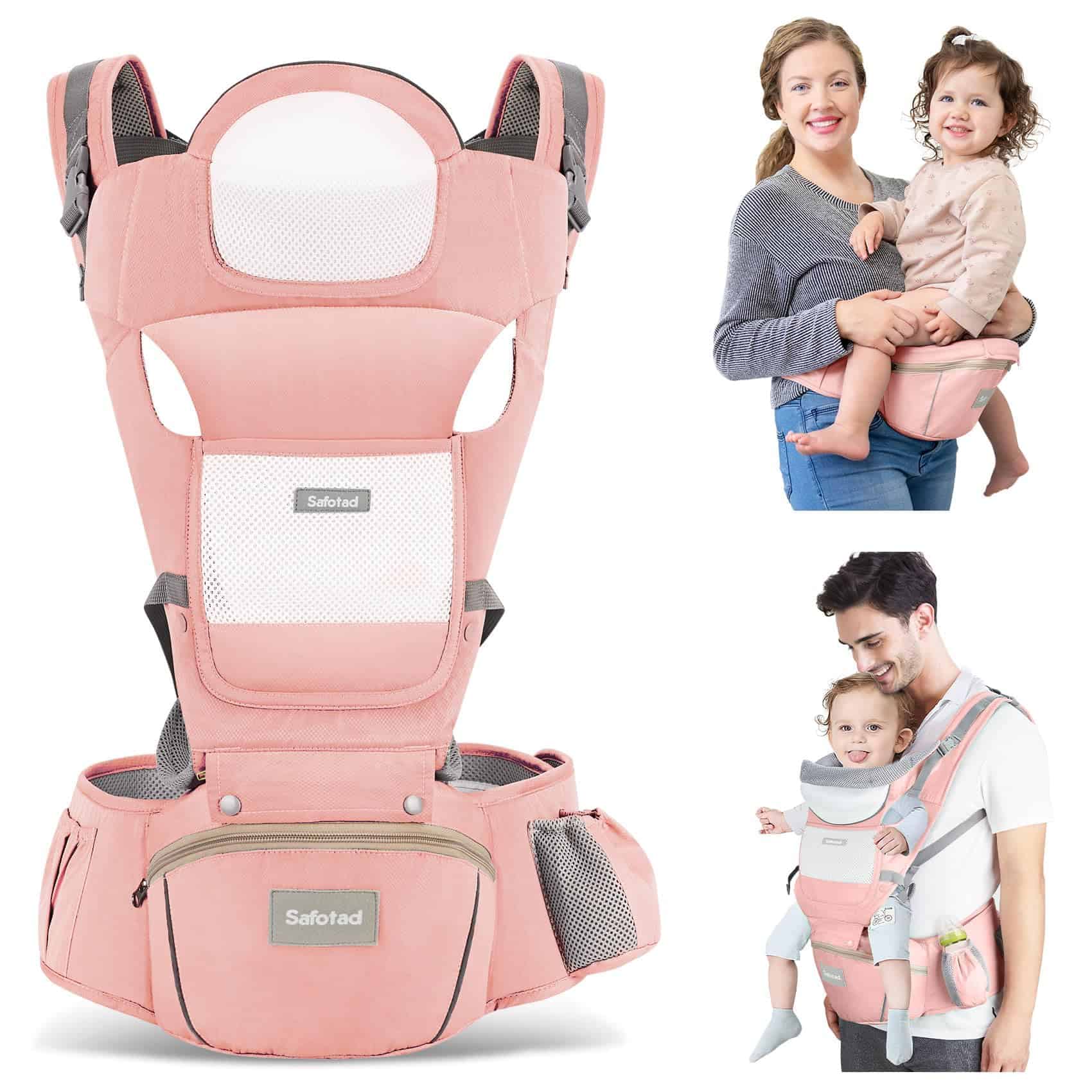 Portabebés Safotad con Asiento de -Rosa