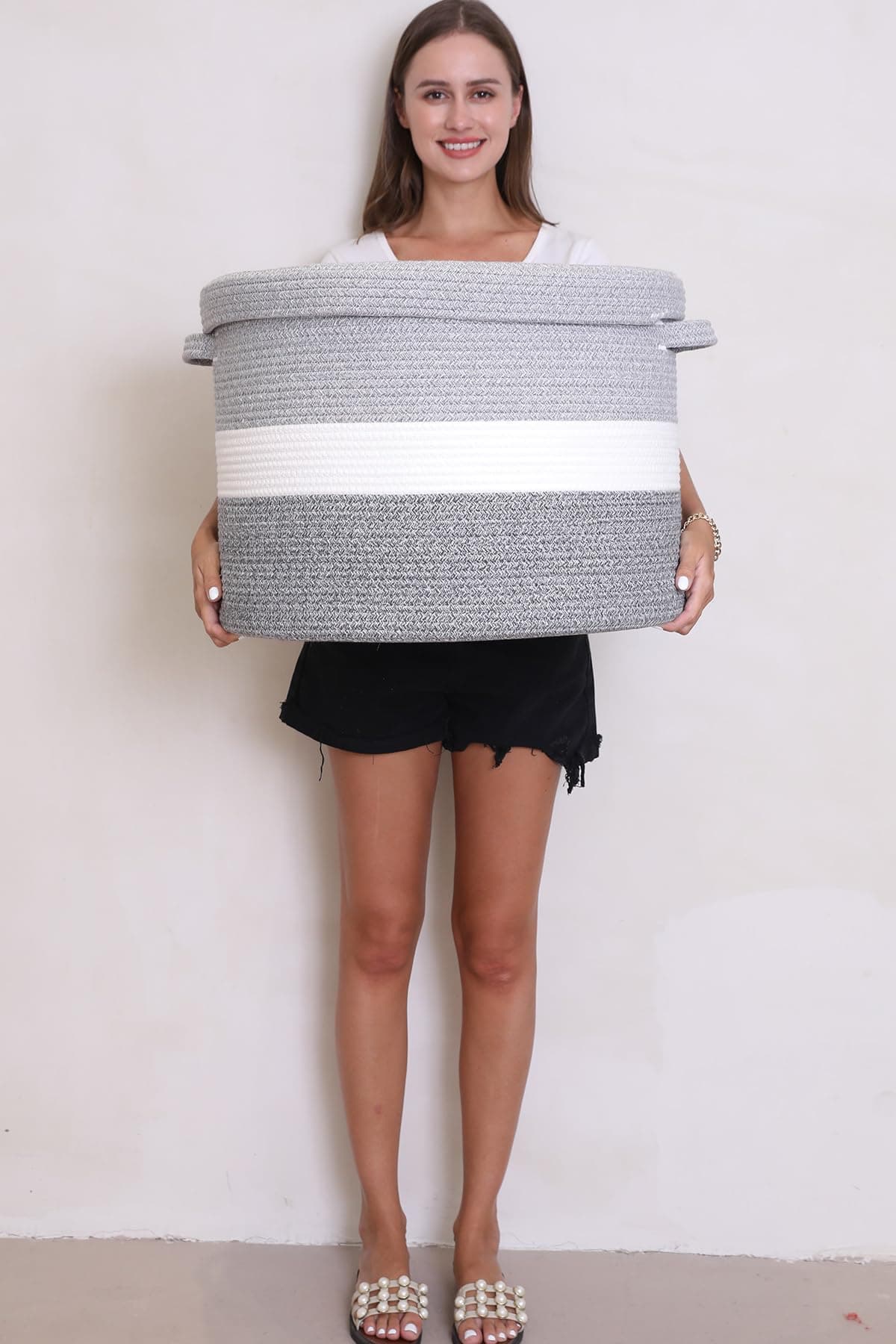 Canasta de Almacenamiento Extra Grande de 20" -Gris Dual - Imagen 9