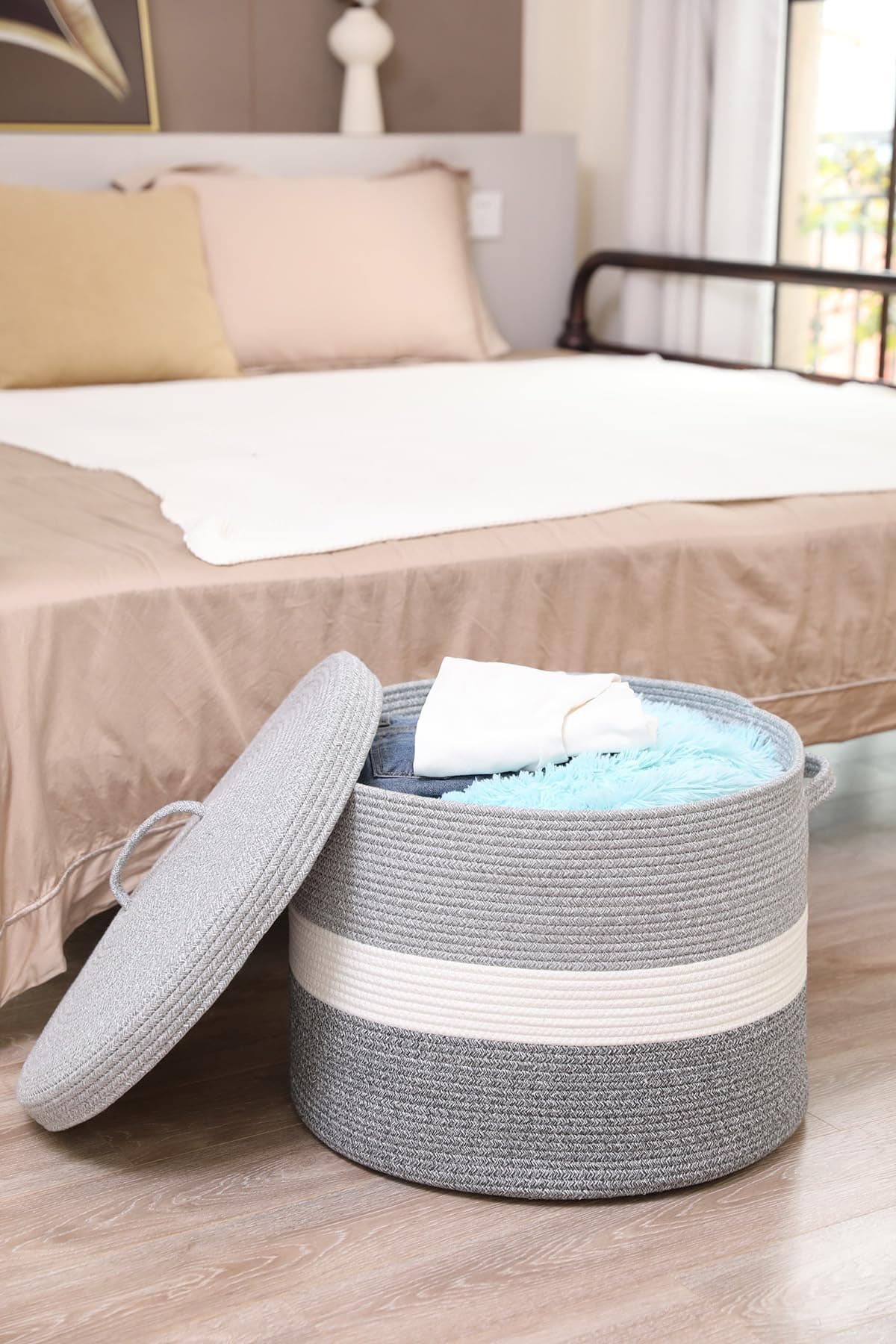 Canasta de Almacenamiento Extra Grande de 20" -Gris Dual - Imagen 4