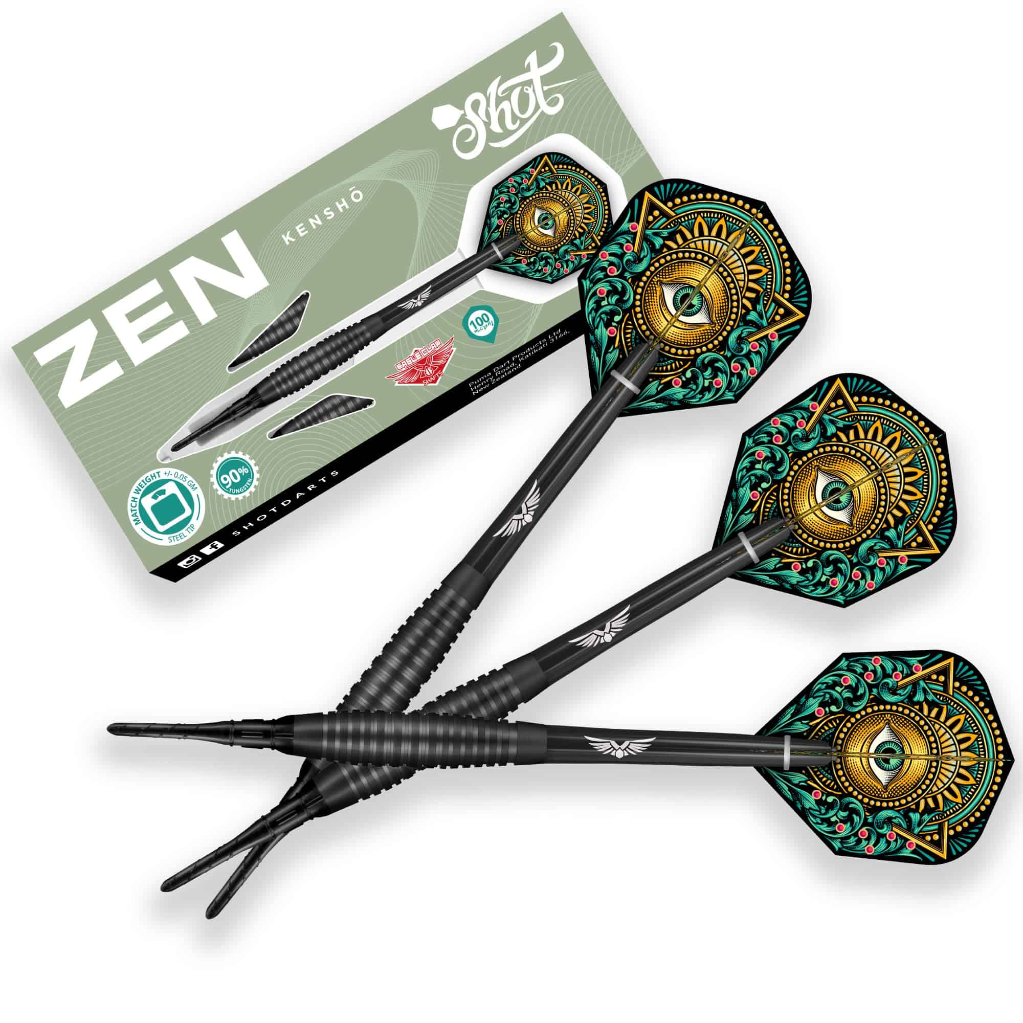 Set de dardos profesionales Shot! Soft Tip, Zen Kensho 90%