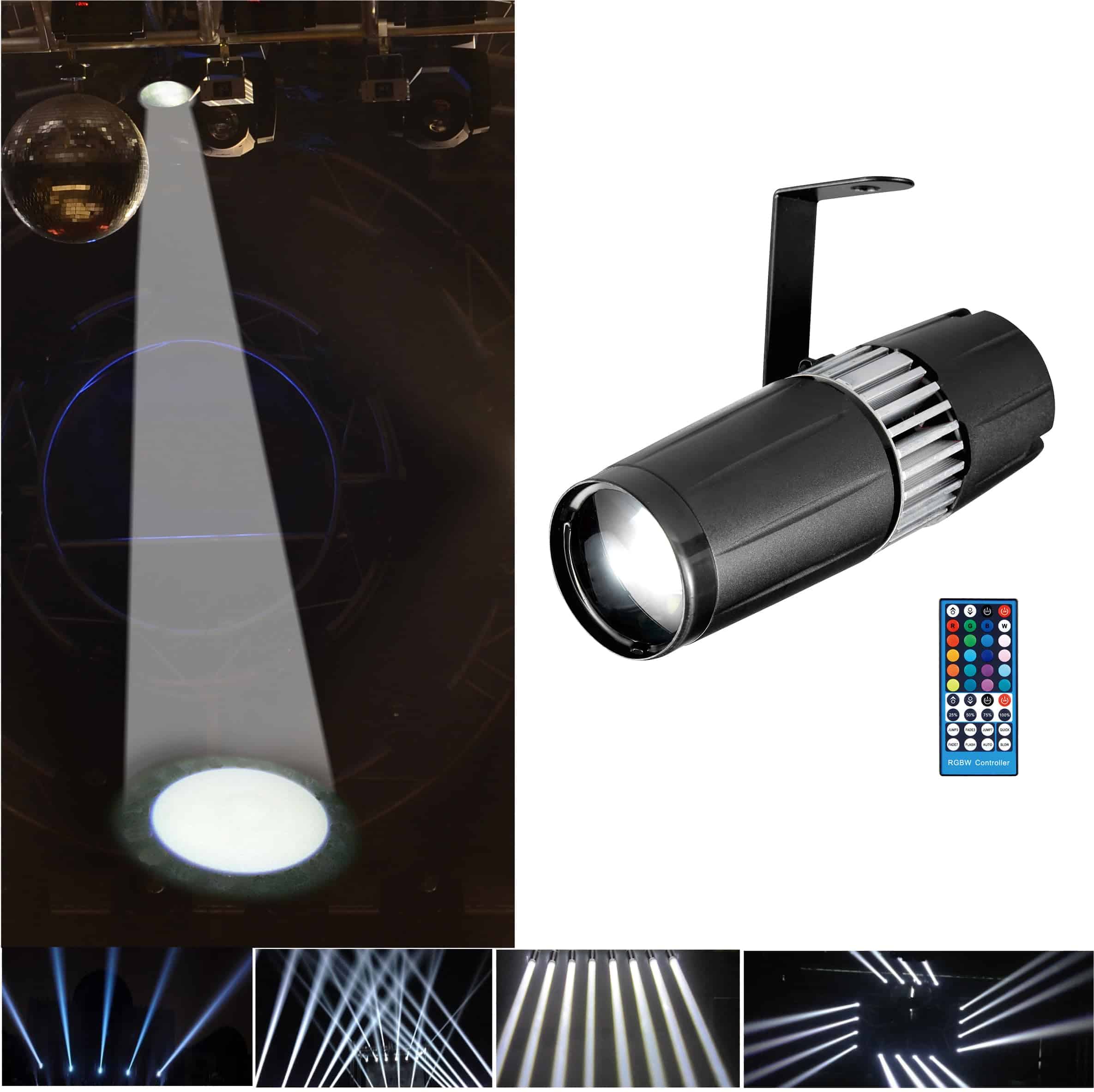 Foco LED Pinspot SENLAN de 15W RGBW 4 en 1 con Control - Imagen 4