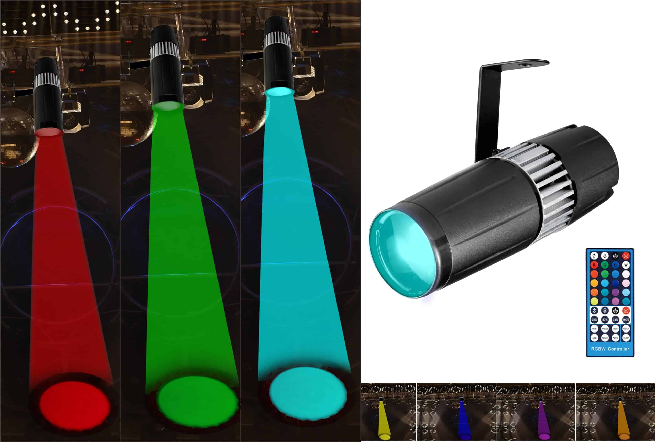 Foco LED Pinspot SENLAN de 15W RGBW 4 en 1 con Control - Imagen 3