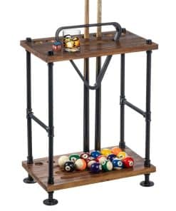 Soporte organizador de palos de billar, bolas y triángulo