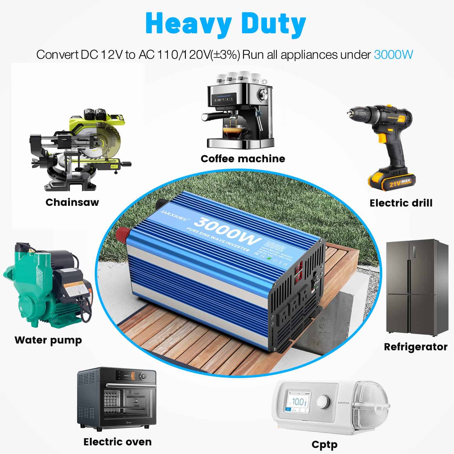 Inversor de Corriente Onda Senoidal Pura de 3000W 12V DC a - Imagen 6