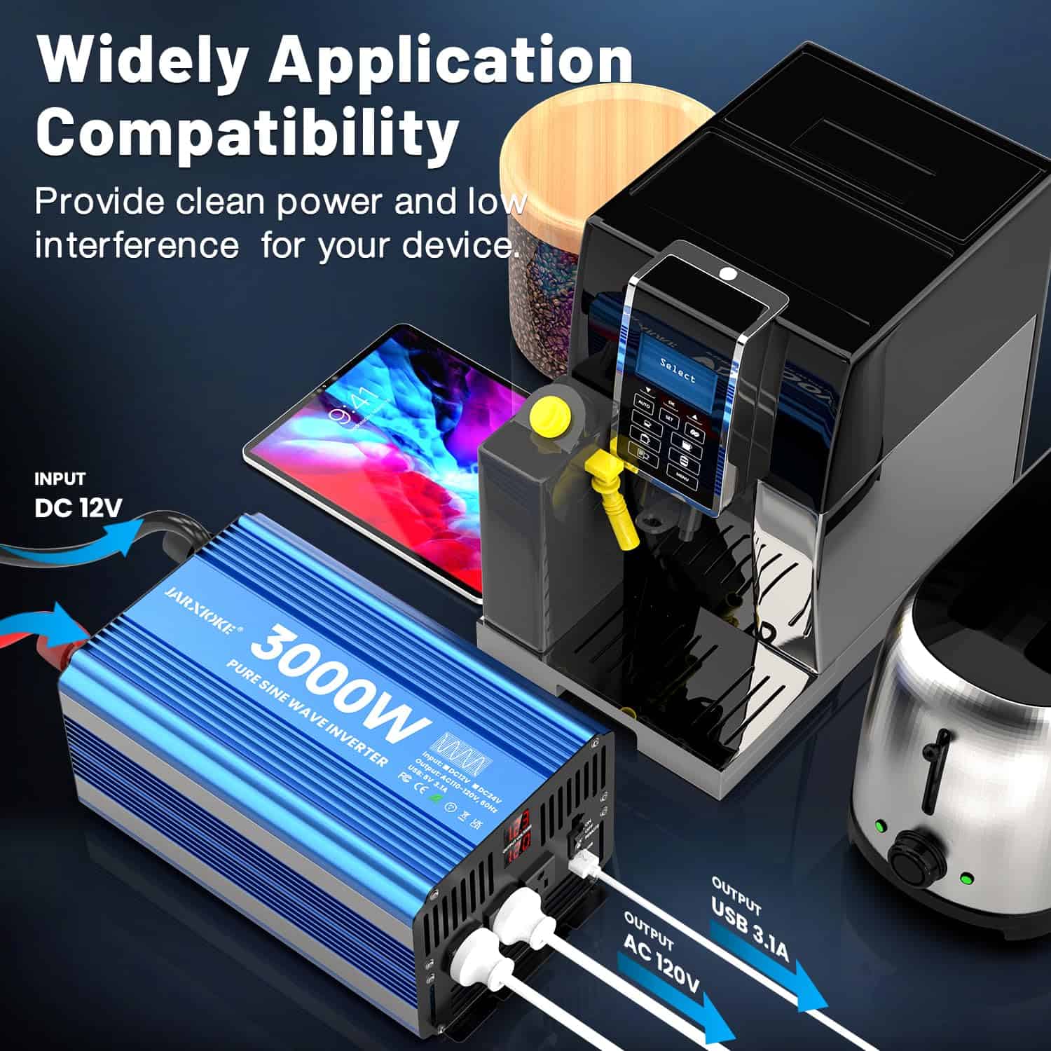 Inversor de Corriente Onda Senoidal Pura de 3000W 12V DC a - Imagen 3