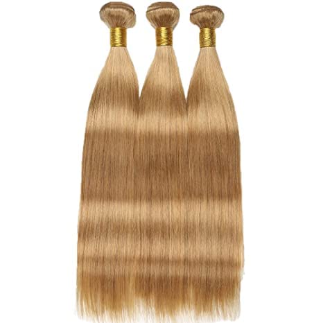 Paquetes Rectos Rubia Miel #27 Cabello Humano 14 16 18 - Imagen 3