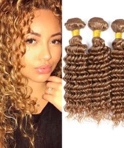 Paquetes de Ola Profunda Rubia Miel #27 de Cabello Humano