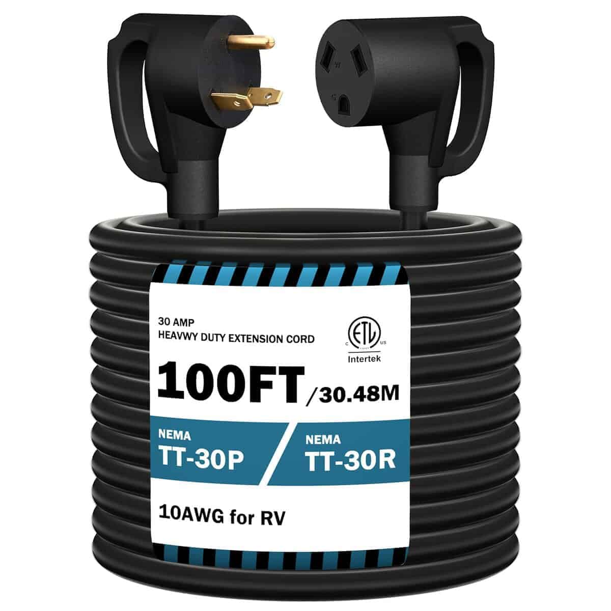 Cable de Extensión de RV STRIGHT de 100 pies 30 Amp, Cable