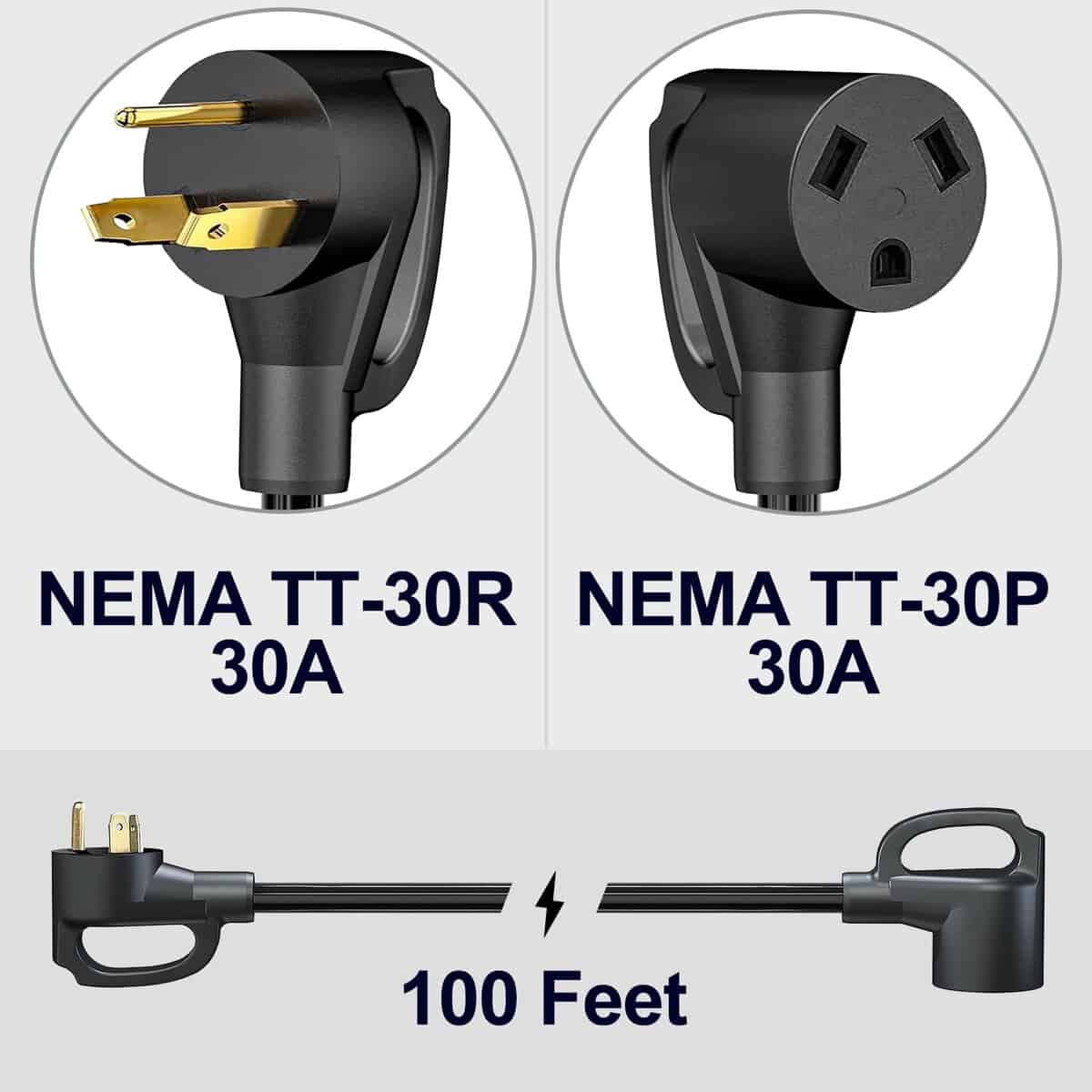 Cable de Extensión de RV STRIGHT de 100 pies 30 Amp, Cable - Imagen 3