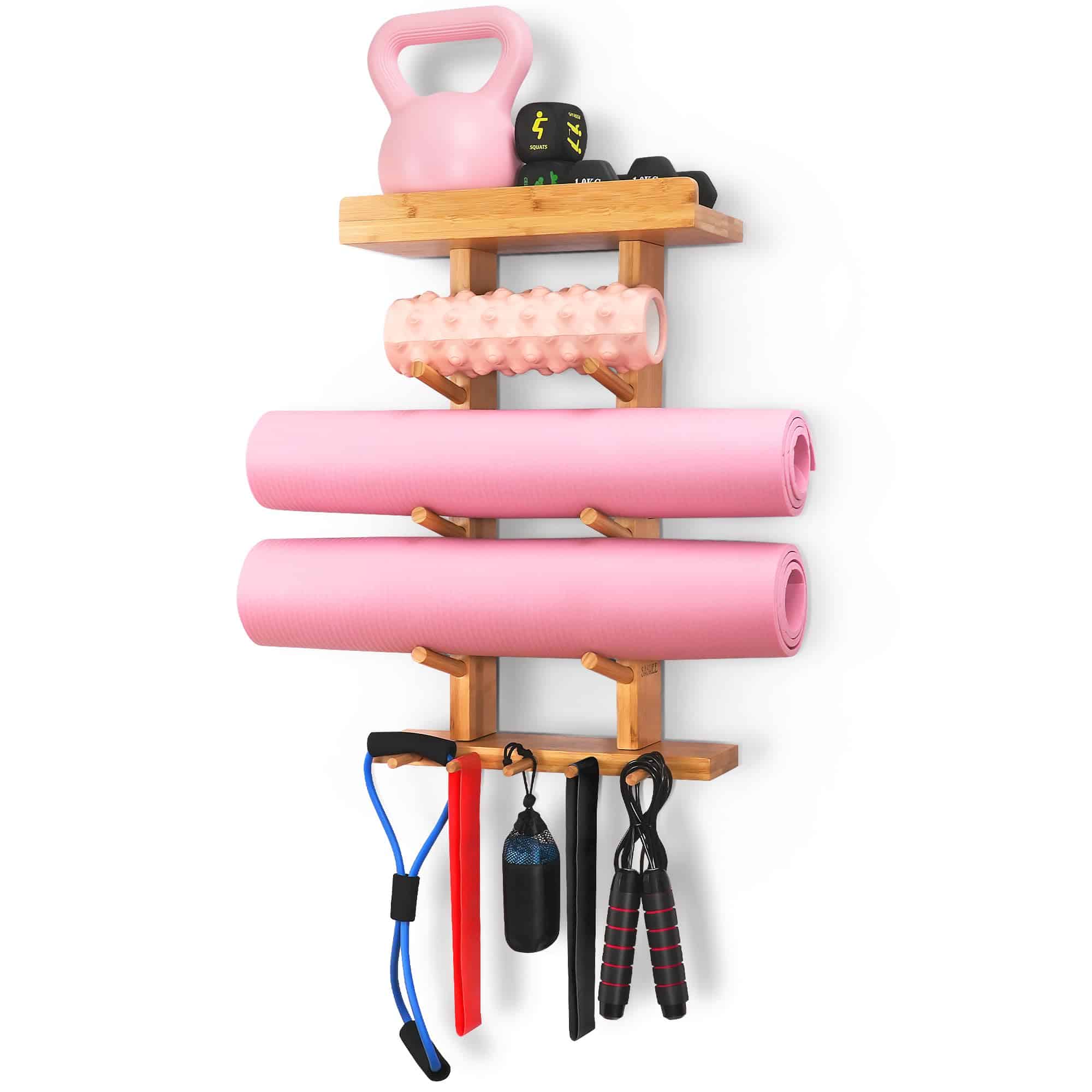 Soporte de Pared para Esterilla de Yoga de Bambú - Soporte