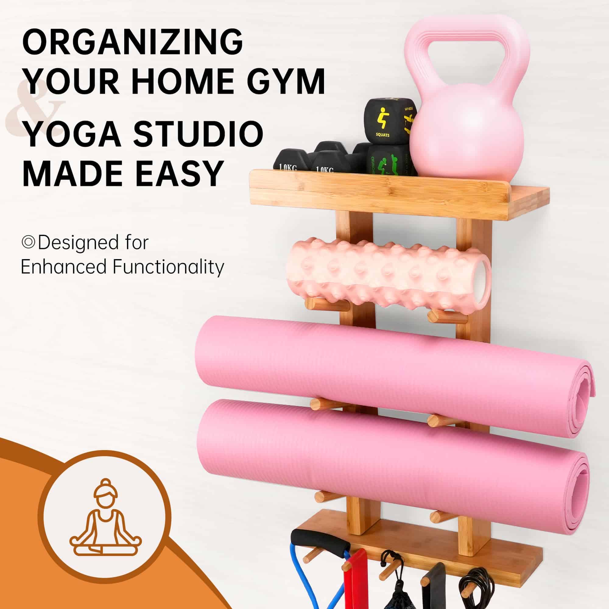 Soporte de Pared para Esterilla de Yoga de Bambú - Soporte - Imagen 3