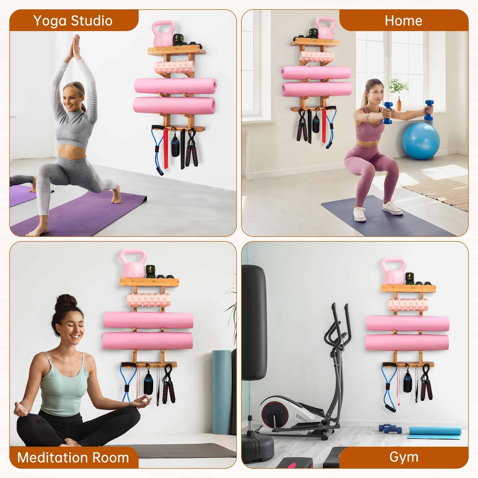 Soporte de Pared para Esterilla de Yoga de Bambú - Soporte - Imagen 7