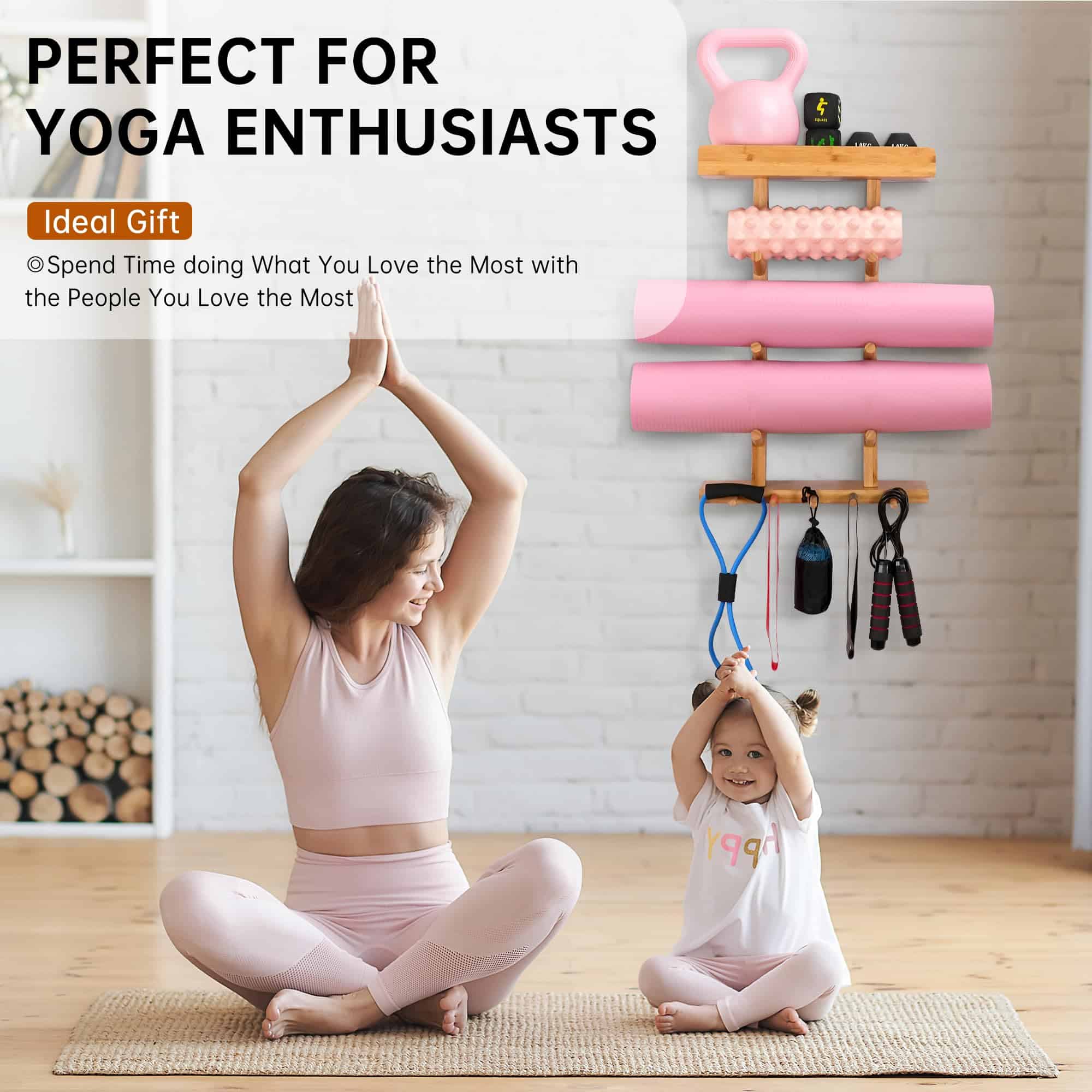 Soporte de Pared para Esterilla de Yoga de Bambú - Soporte - Imagen 6