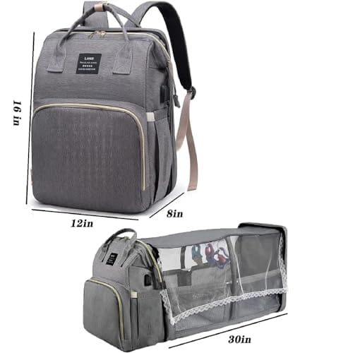 Bolso de pañales para bebé con estación de -Gris sin clasifi - Imagen 4