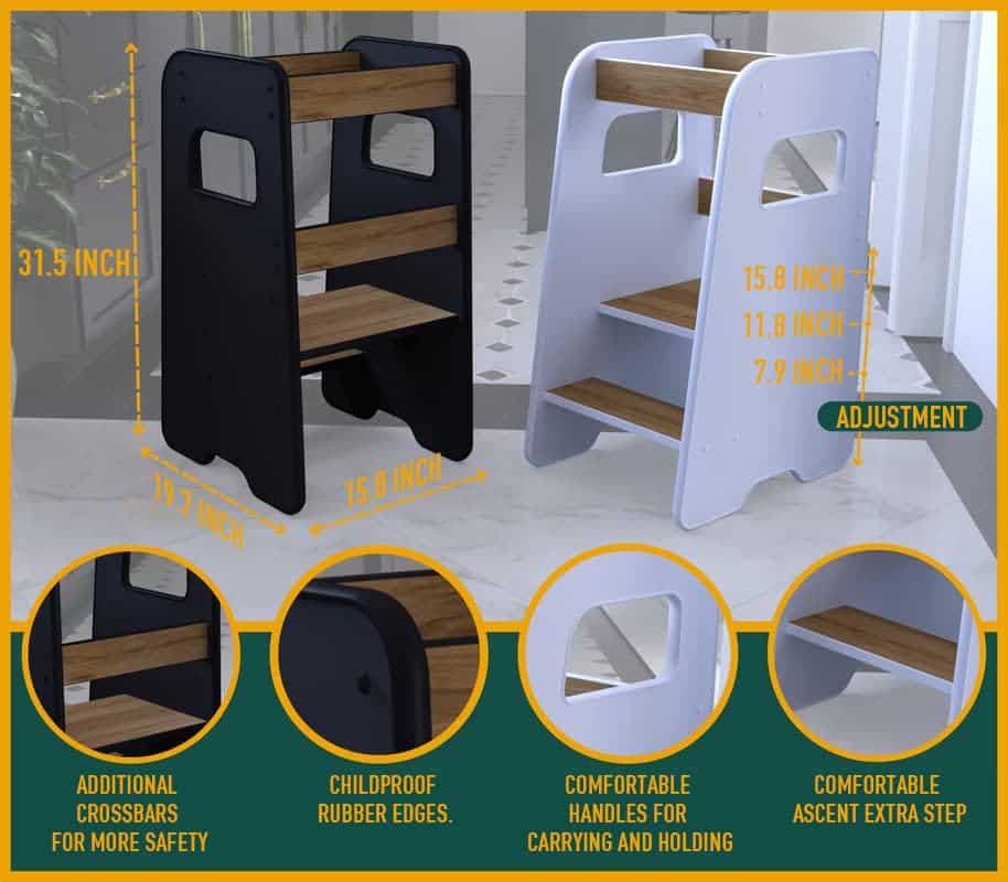 TORRE PARA BEBÉS RONMALL - Taburete de Cocina con Bordes de - Imagen 6
