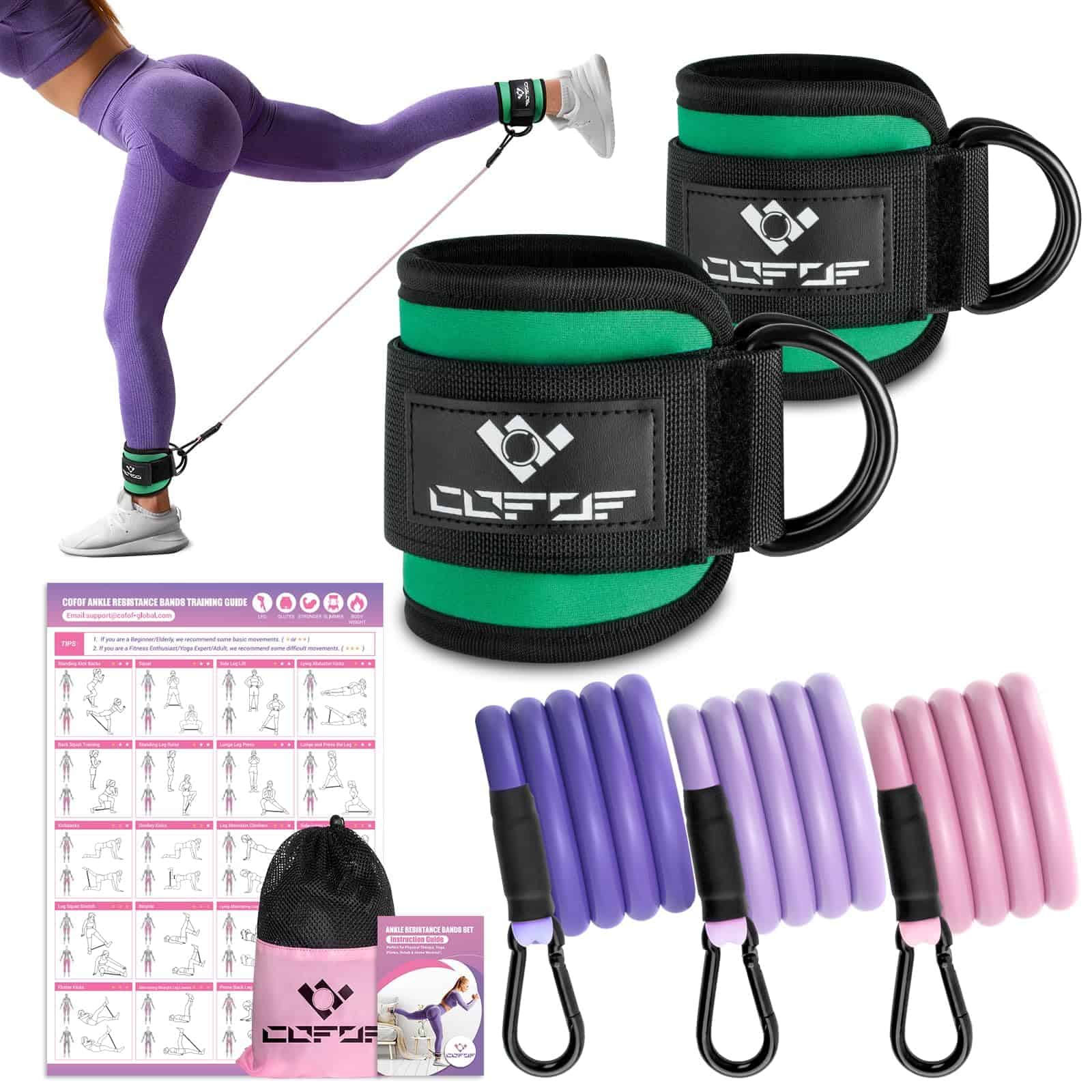 Bandas de Resistencia para Tobillo con -Verde