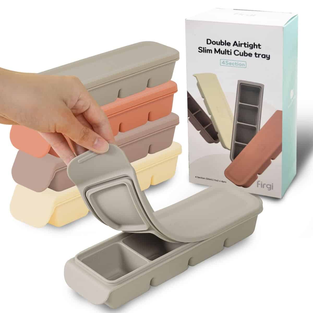 Bandejas de congelador de silicona Firgi con tapa, 4