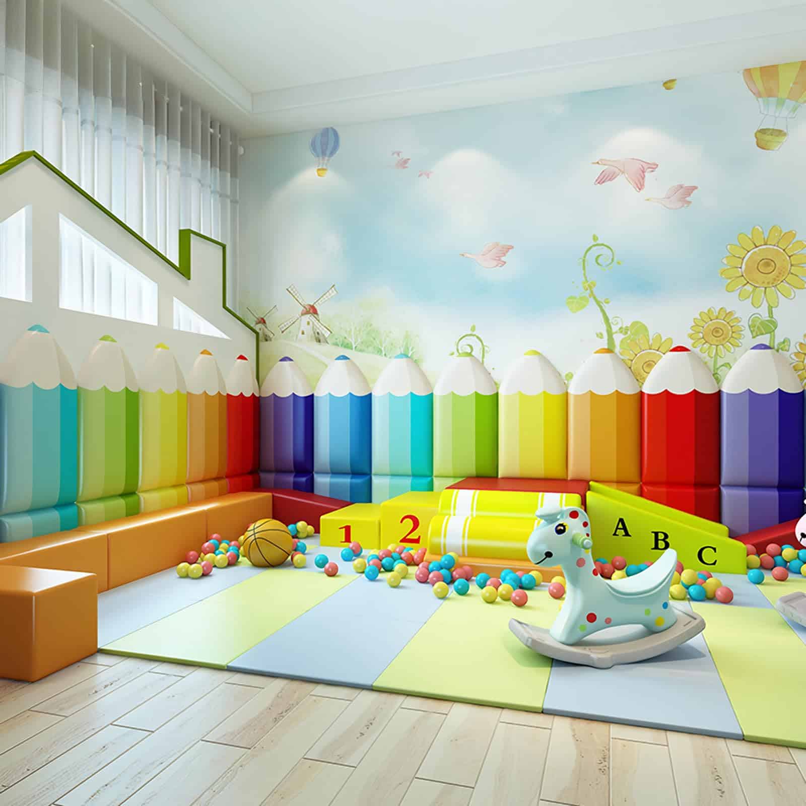 Panel de Pared 3D Anti-Colisión en Forma de Lápiz, Paneles - Imagen 4