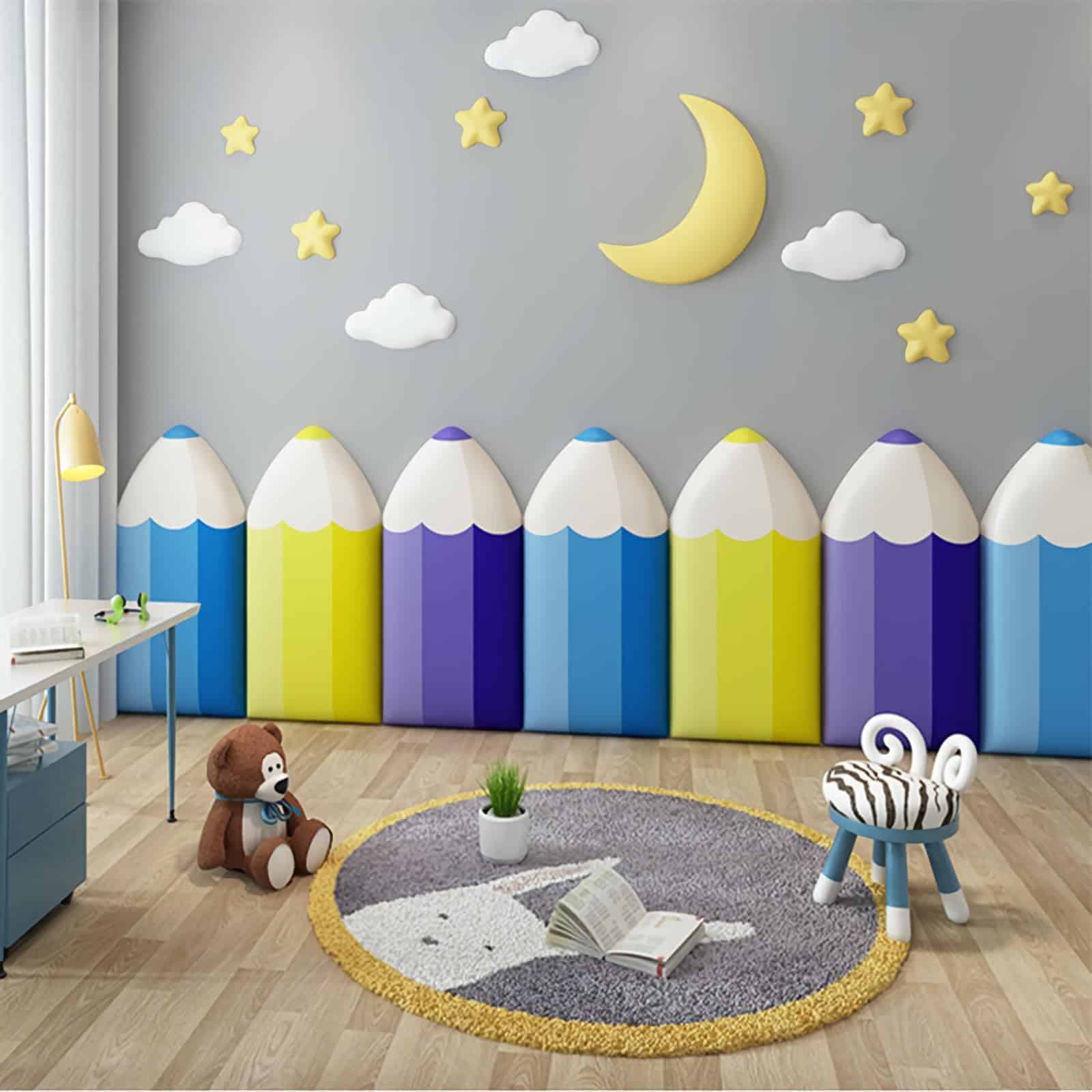 Panel de Pared Anticolisión 3D en Forma de Lápiz, Paneles - Imagen 5