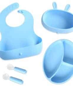 Set de Alimentación para Bebés de -Azul Conejito Pack de 5