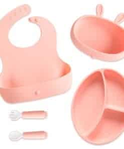 Set de Alimentación para Bebés de -Rosa Conejo Pack de 5