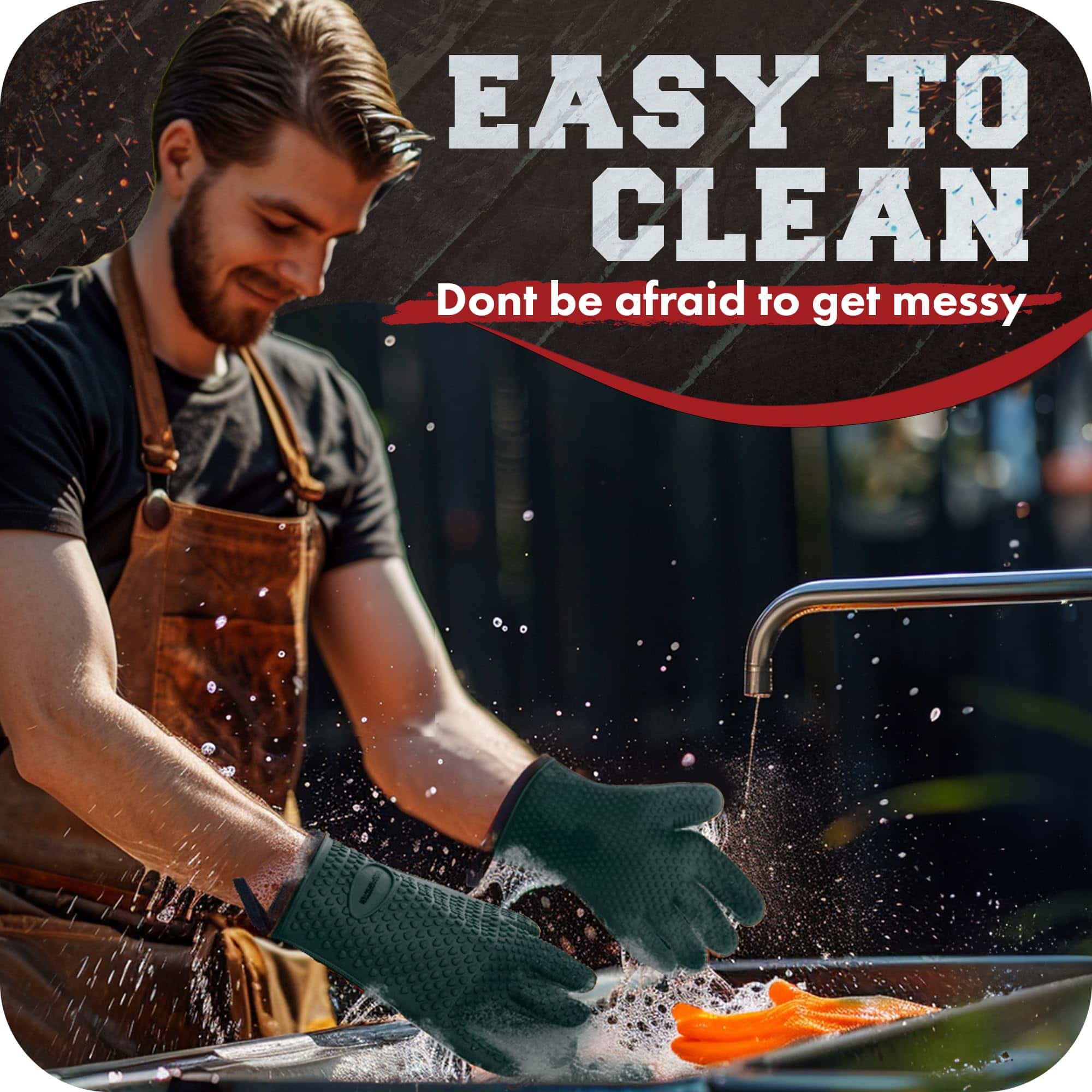 Guantes de Barbacoa de Silicona Kitchen -Dark Green - Imagen 8
