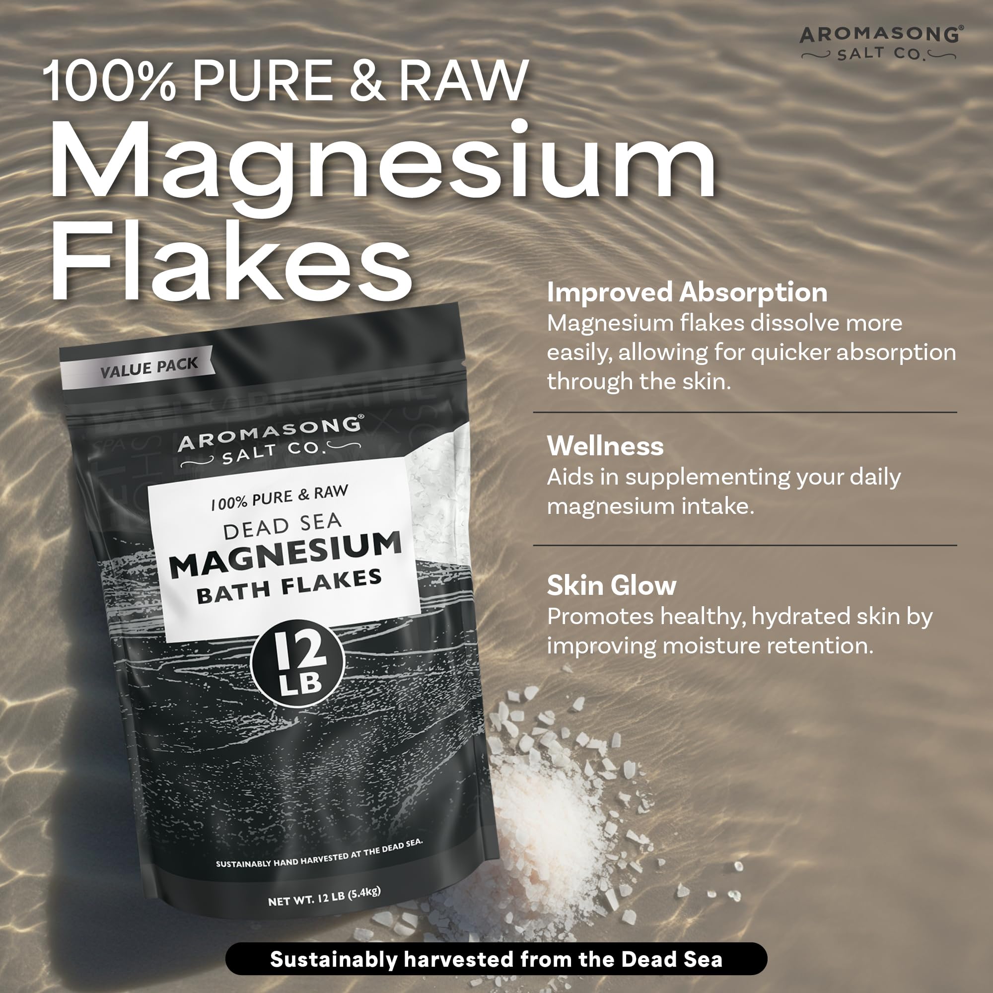 Aromasong Magnesium Flakes del Mar Muerto, Bolsa Negra de - Imagen 4