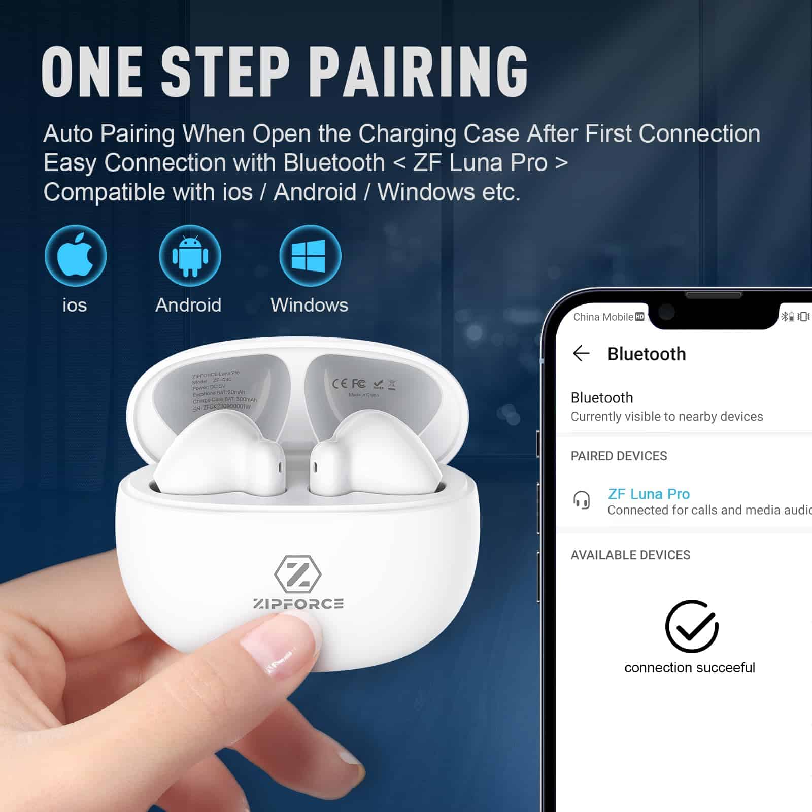 Auriculares inalámbricos True Wireless ZIPFORCE, -Blanco - Imagen 8