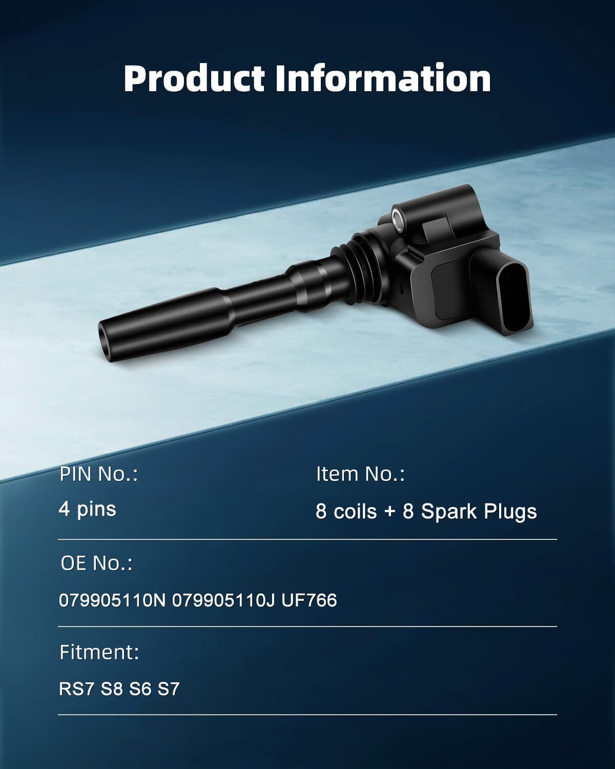ECCPP 8 bobinas de encendido con 8 bujías de iridio, UF766, - Imagen 4