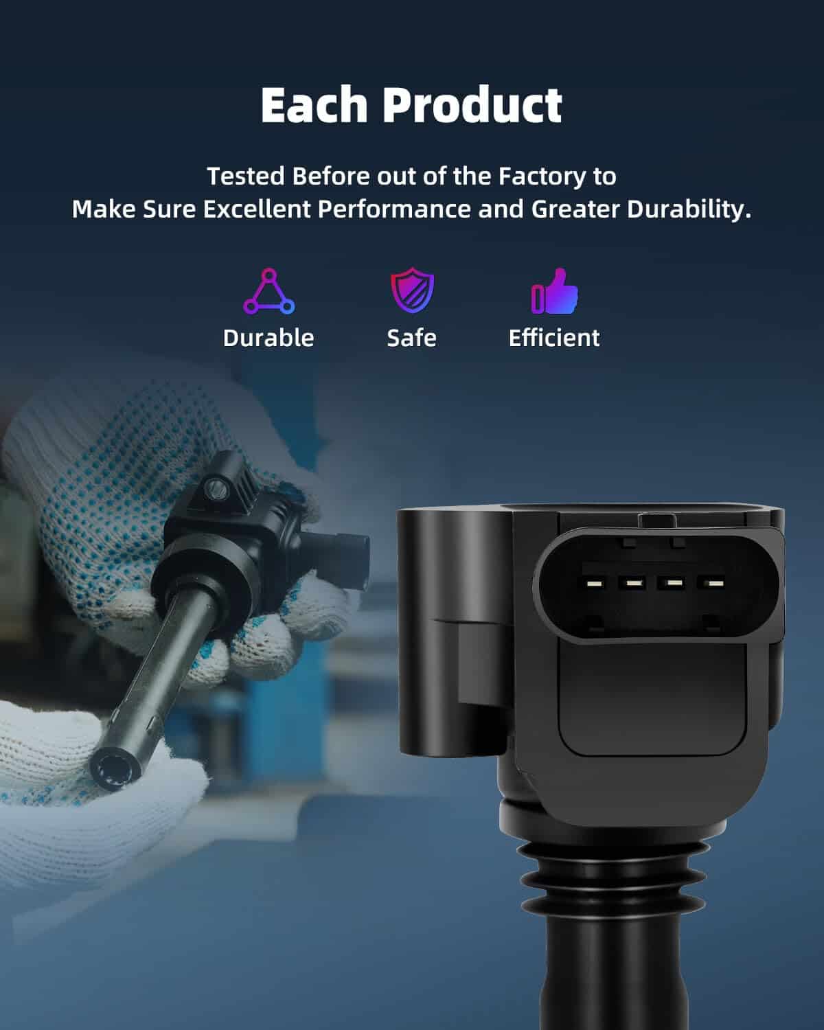 ECCPP 8 bobinas de encendido con 8 bujías de iridio, UF766, - Imagen 6