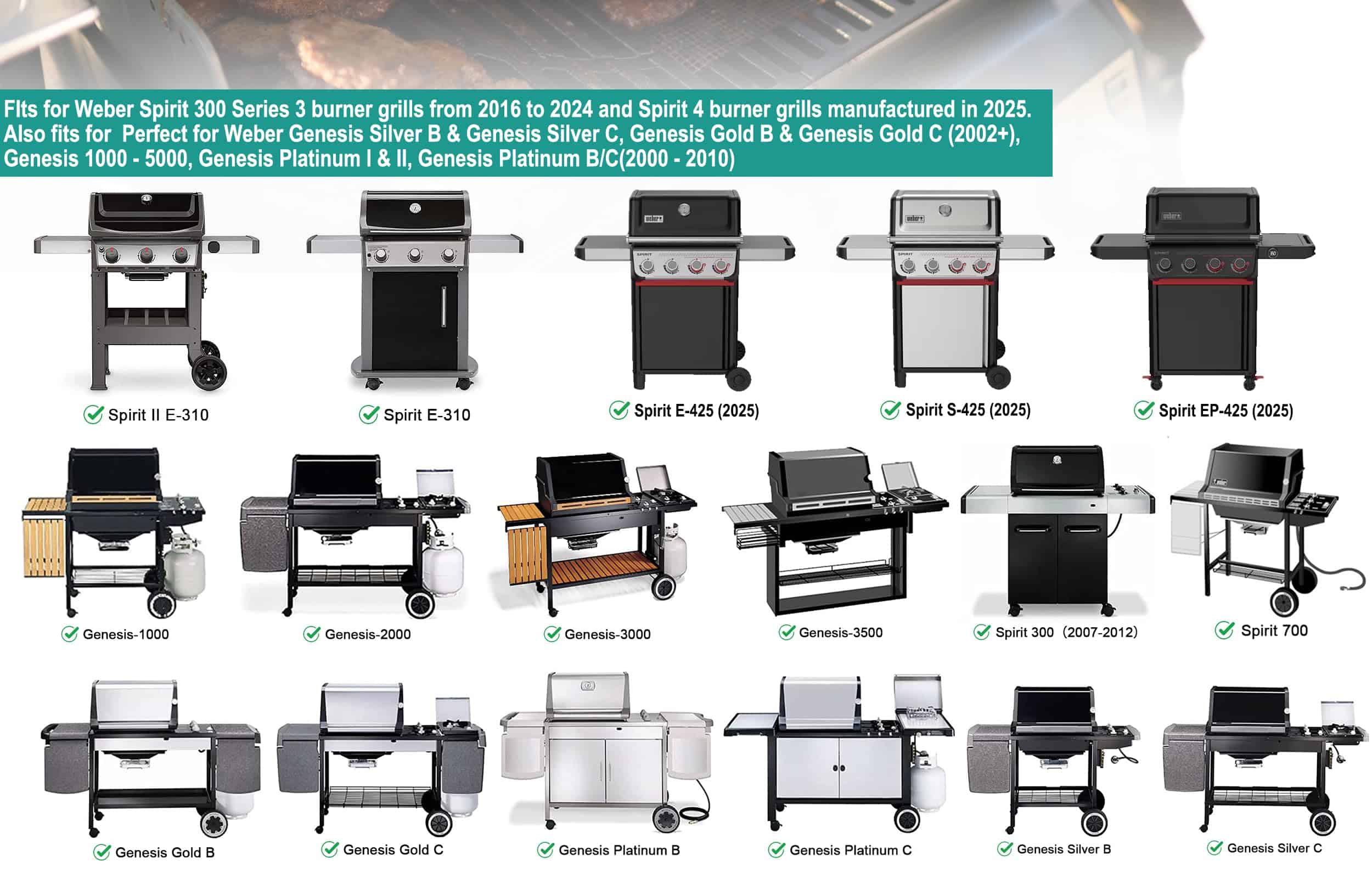 Insertos de Parrilla de Tamaño Completo para Weber Spirit & - Imagen 6