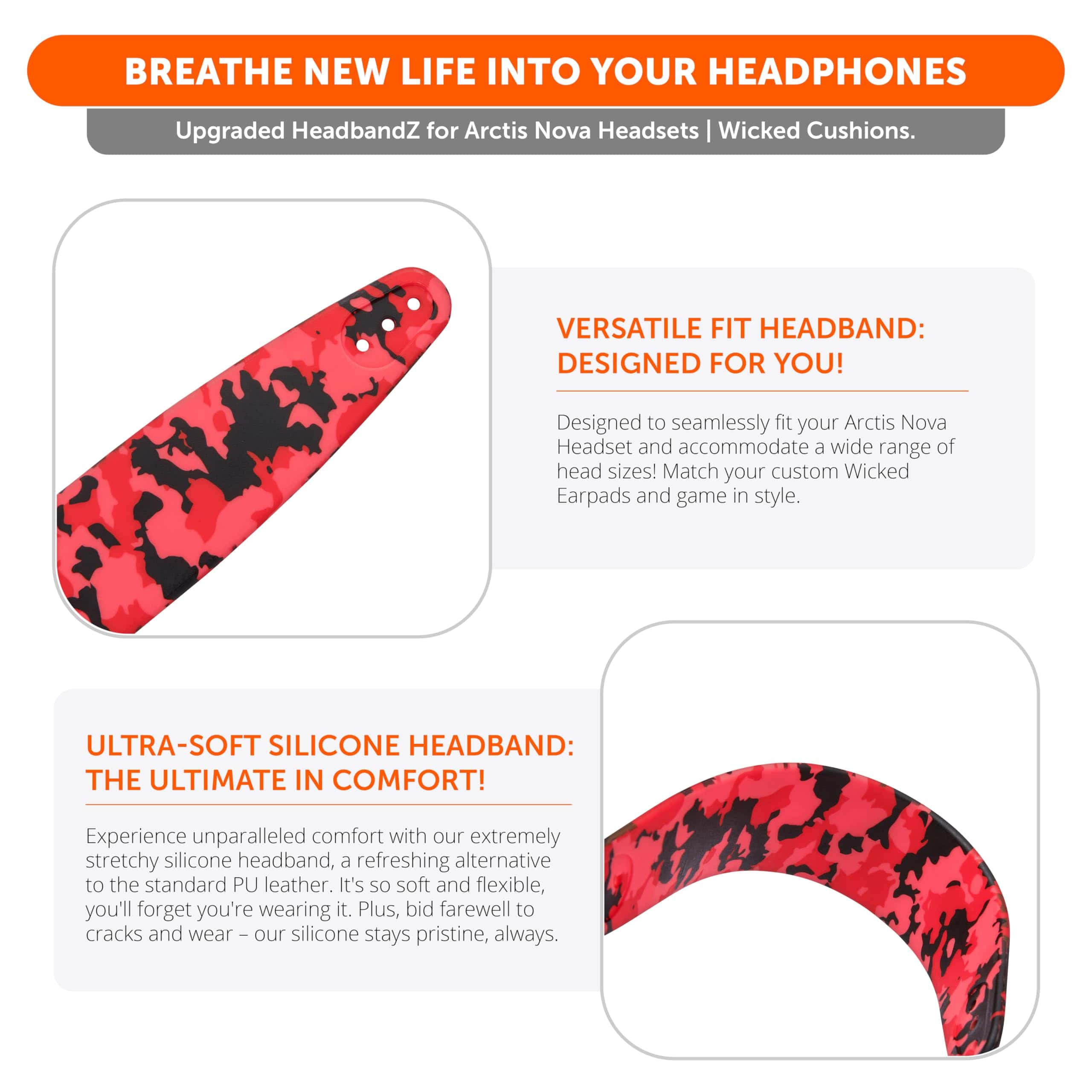 WC HeadbandZ Arctis Nova - Diadema de -Rojo Camuflaje - Imagen 4