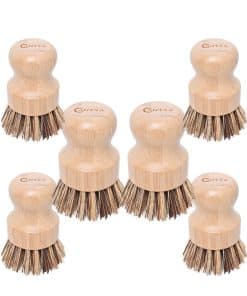 Set de 6 Cepillos de Bambú para Platos, Cerdas Duras