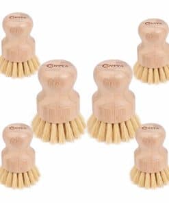 Juego de 6 Cepillos de Bambú para Platos, Cerdas Suaves