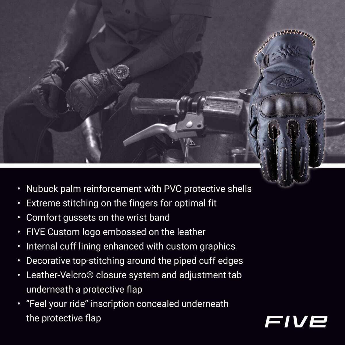 Guantes de moto FIVE GLOVES Oklahoma para hombre, Guantes - Imagen 5