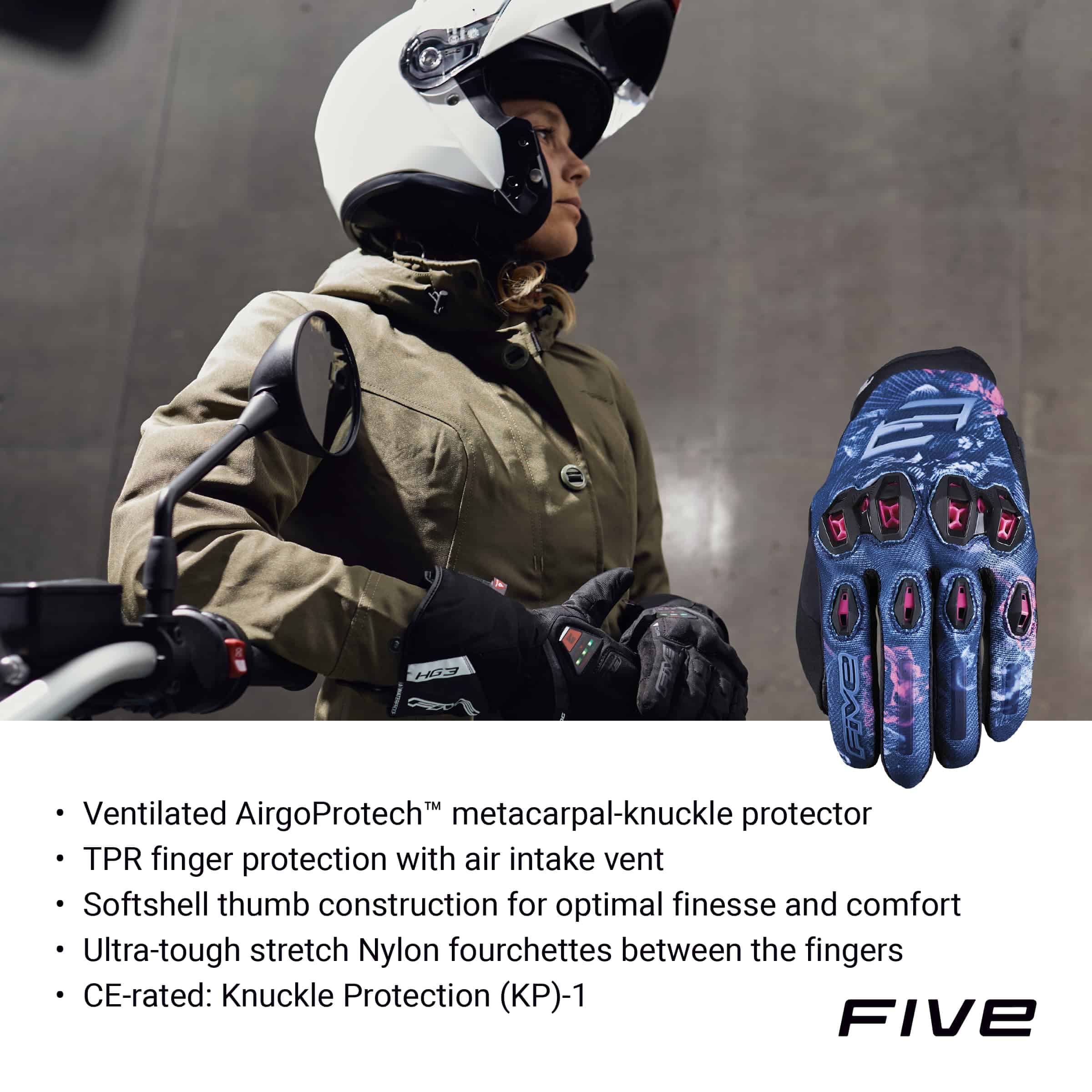 Guantes de Moto FIVE GLOVES Stunt EVO 2 -Rosa Flor - Imagen 5