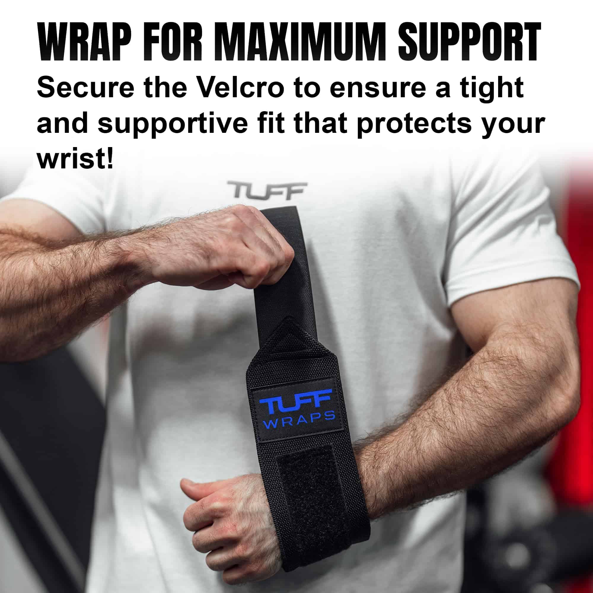 TuffWraps 16" Muñequeras para Gimnasio - Sin -Negro/Azul - Imagen 5