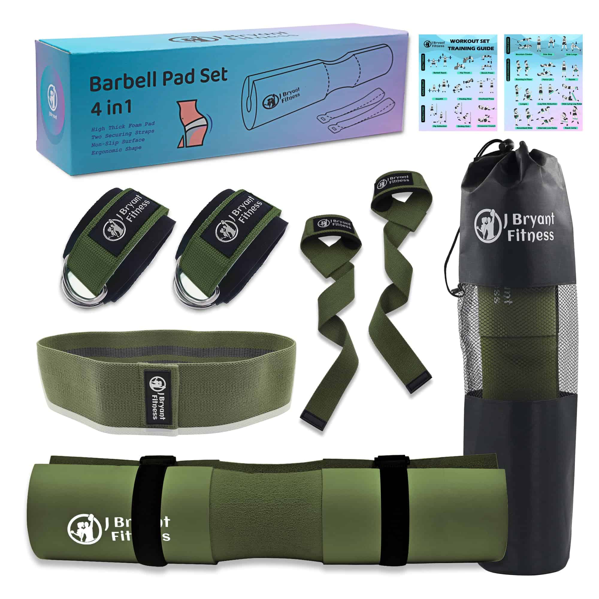 Set de Almohadilla de Barra J Bryant con 2 -Verde Militar