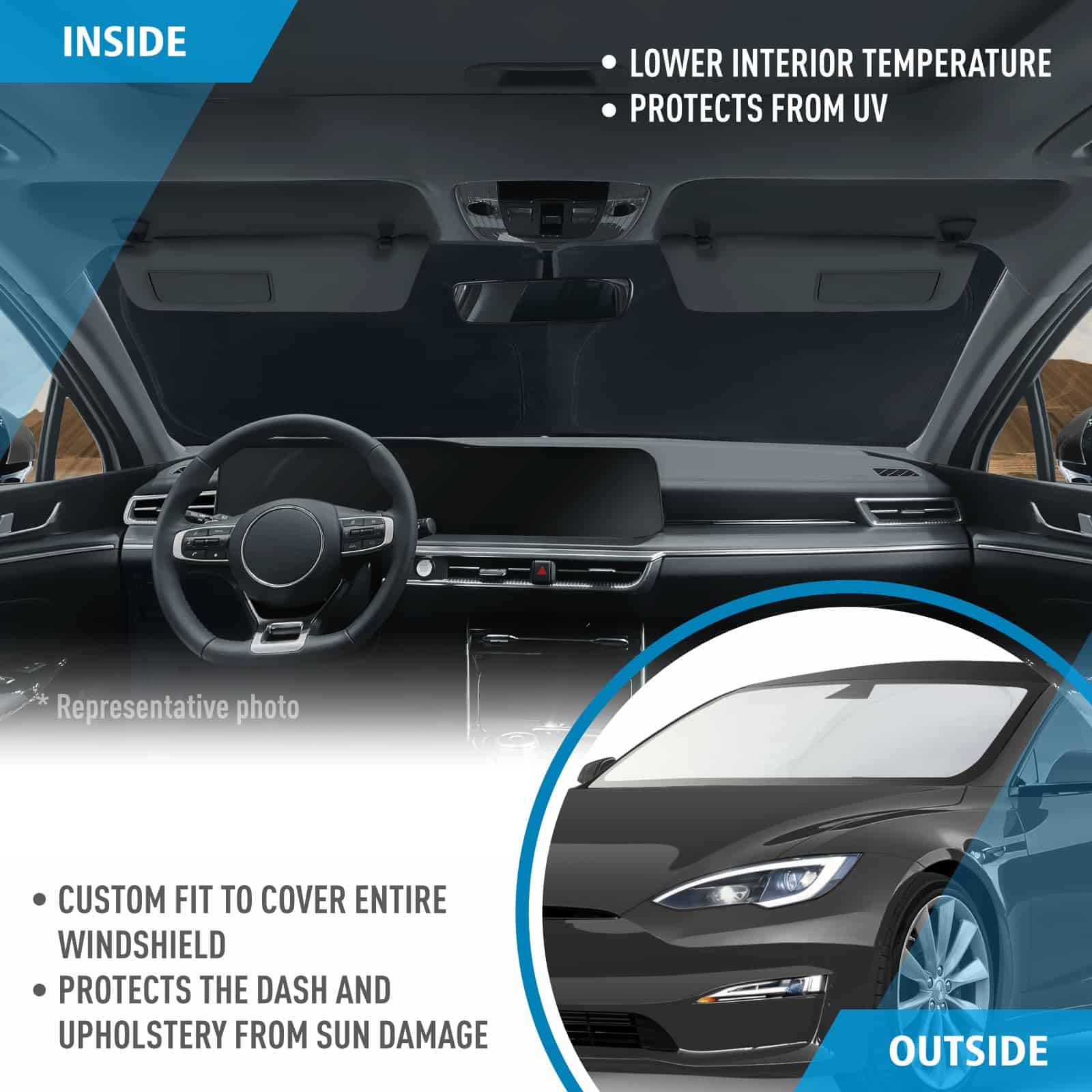 Persiana de parabrisas CLIM ART para Tesla S 2016-2025, - Imagen 6