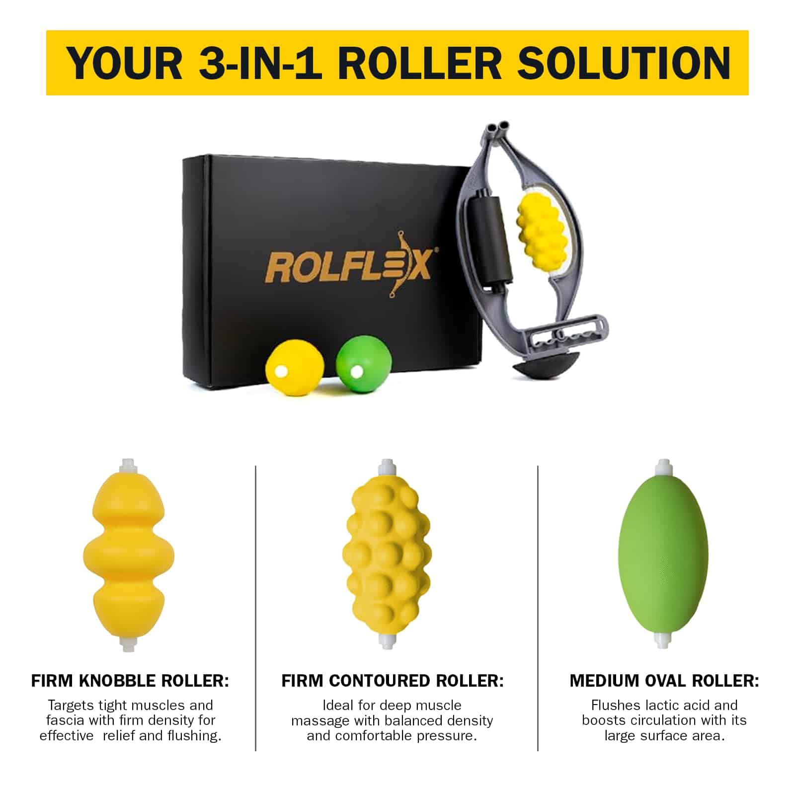 Rolflex The Massage Combo – Rodillo 3 en 1 para Tejido - Imagen 4