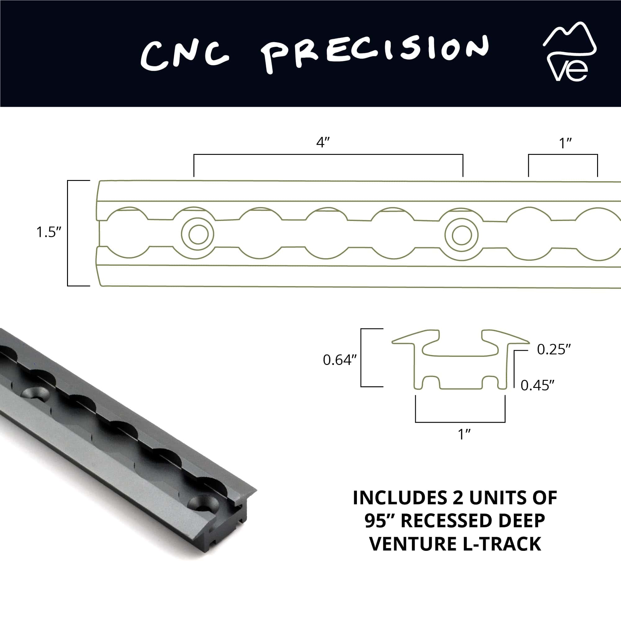 VanEssential 95" Venture Track T-6 de Aluminio L-Track - Imagen 4