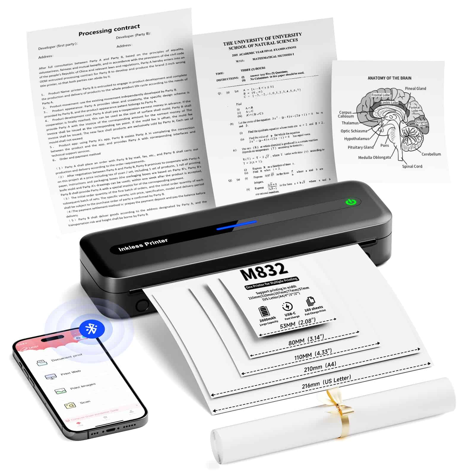 Impresoras Portátiles PhoFuta M832 Inalámbricas para Viajes