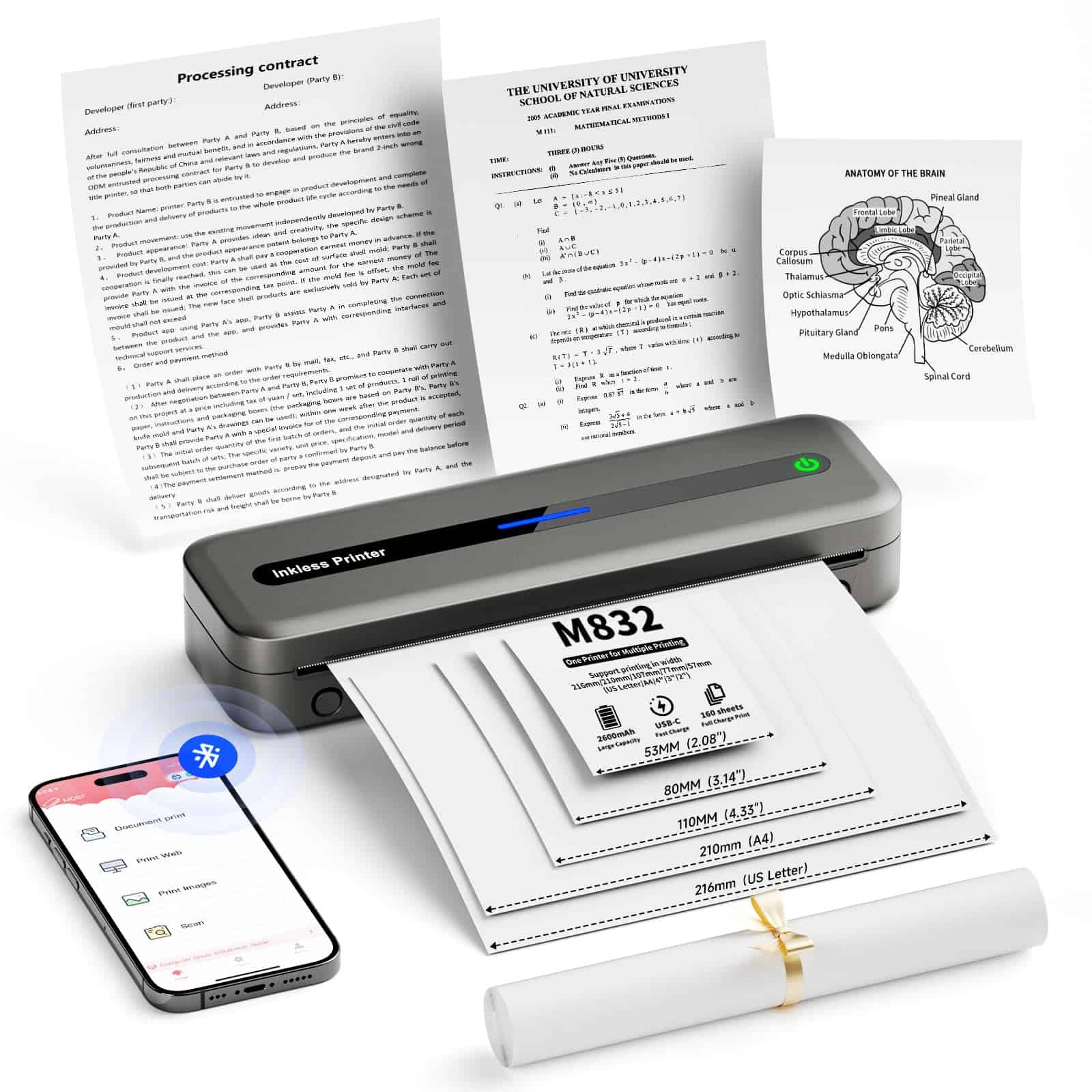 Impresora Portátil PhoFuta M832, Impresoras Inalámbricas