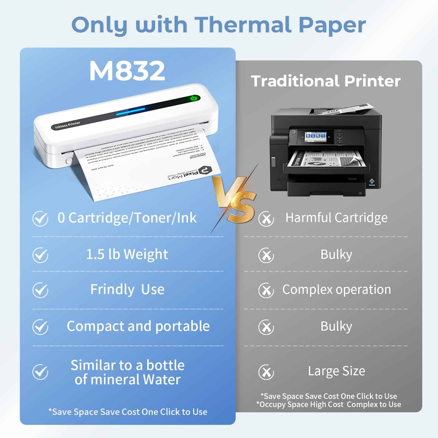 Impresora portátil PhoFuta, M832 Impresoras inalámbricas - Imagen 6