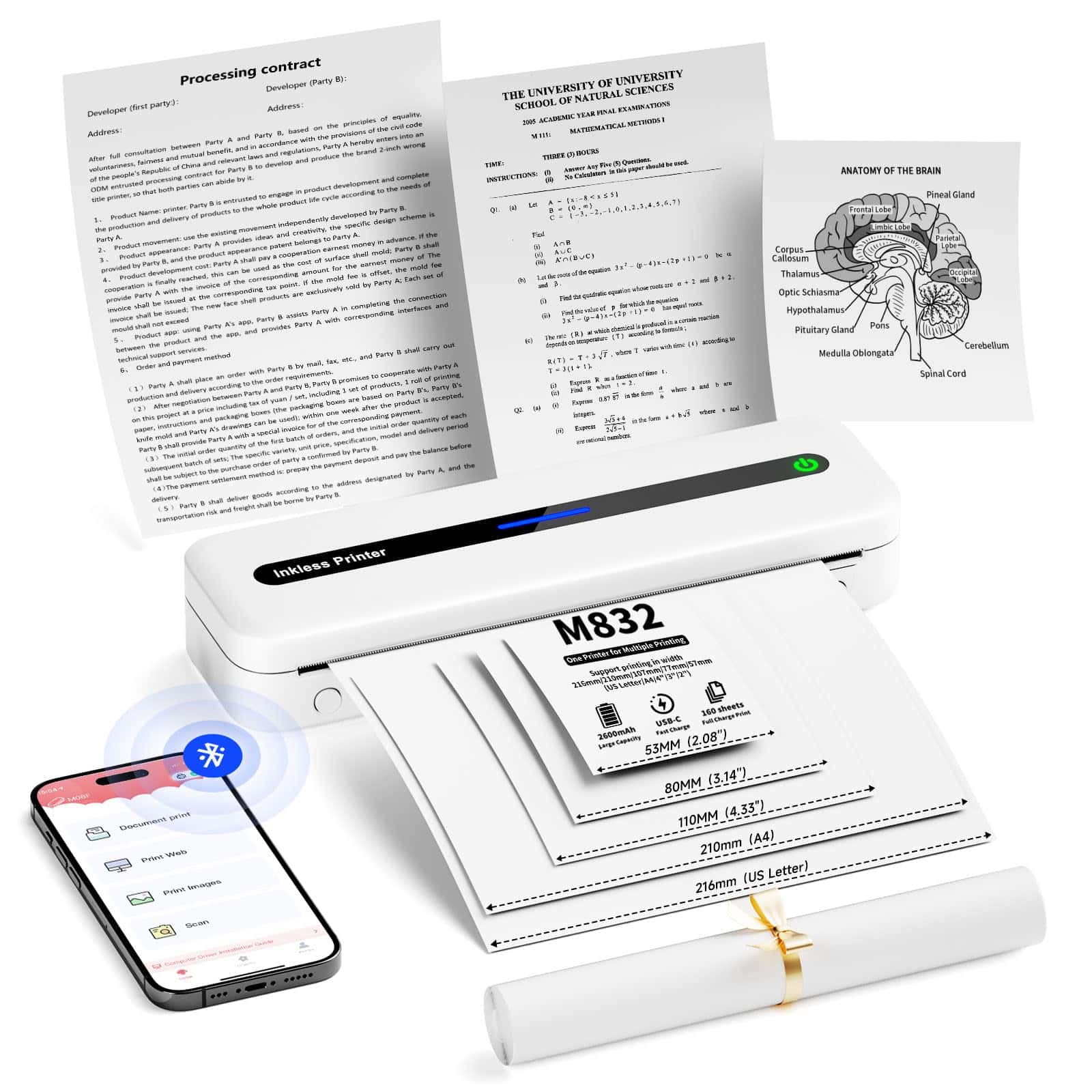 Impresora portátil PhoFuta, M832 Impresoras inalámbricas