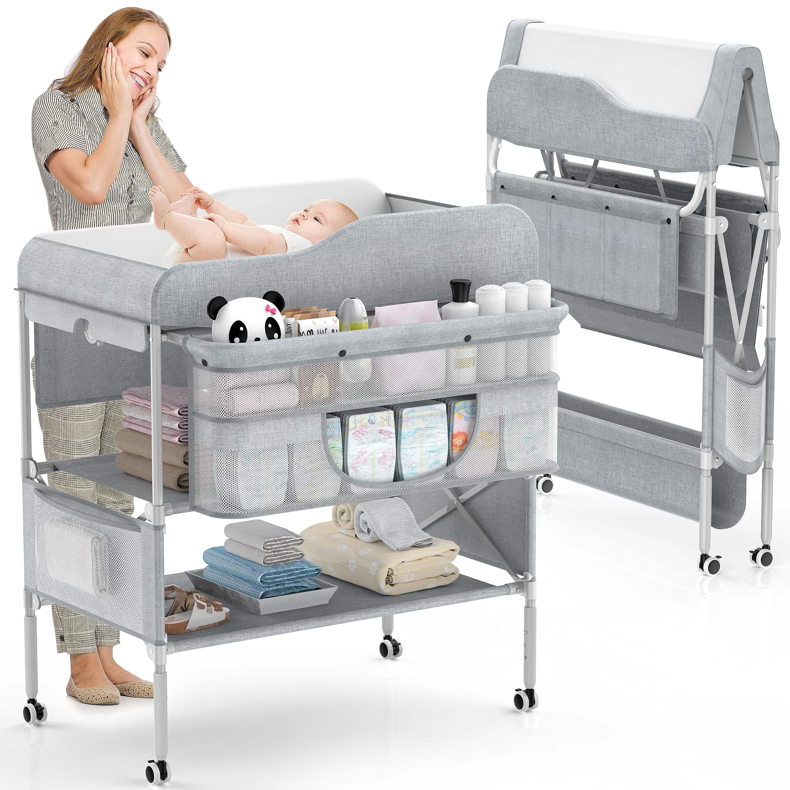 Mesa Cambiadora Portátil para Bebés, Mesa Cambiadora